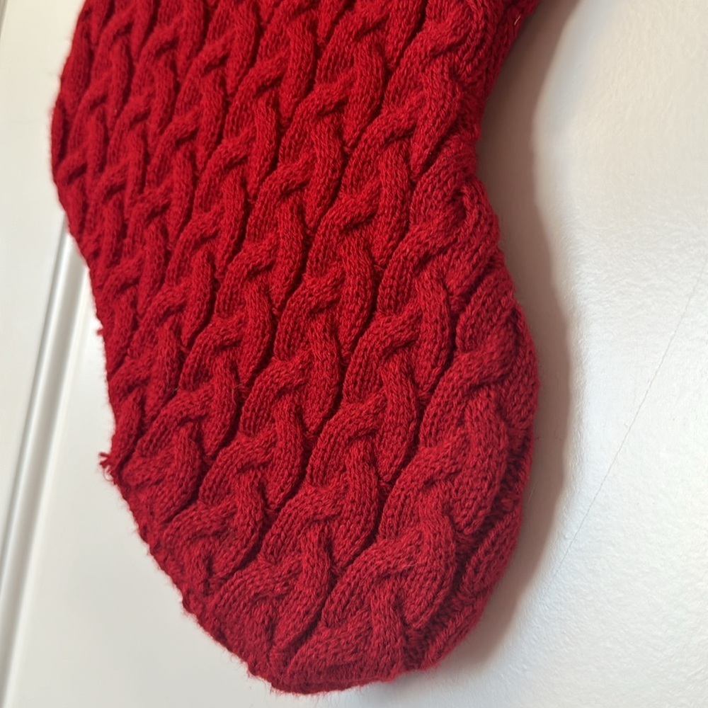 Kohls Christmas Stocking Initial K Red Cable Knit - Picture 4 of 6
